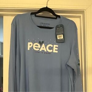 NWT Life Is Good Light Blue PEACE Crusher-Lite Tee XXL